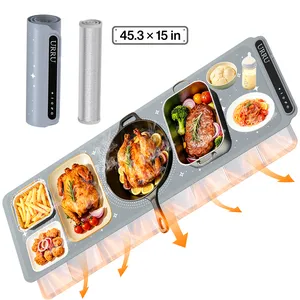 Electric Food Warming Mat 45.3" x 15", with Heat Resistant Pad, Silicone Warming Tray, 500W Fast Heating Mat for Buffet, Kitchen Countertop