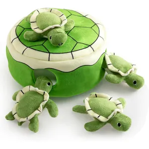 URRU Squeaky Dog Toy, Interactive Plush Hide and Seek Dog Toys for Small Medium Sized Dogs and Non-Aggressive Chewers, Puppy Teeth Clean Chew Toys, Turtles