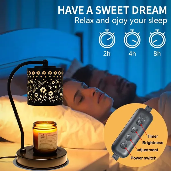 Candle Warmer Lamp Timer Hummingbird Electric Candle Lamp Warmer, Birthday Christmas Gifts, Mothers Day Gifts for Mom, Wax Melt for Scented Candles, Compatible with Small & Large Jar with 2 Bulb