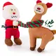 URRU Christmas Dog Toys - 2 Pack Squeaky Stuffed Toys for Large Medium Small Dogs With Detachable Rope, Crinkle to Keep Them Busy - Santa Claus & Reindeer