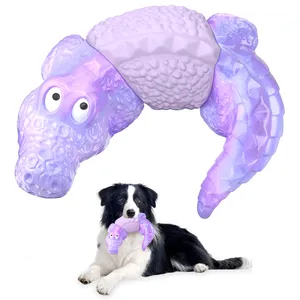 Dog Toys for Super Aggresive Chewers Indestructible Interactive Tough Dog Chew Crocodile Toy Heavy Duty Durable Toys Teeth Cleaning for Large Medium Dogs (Purple)