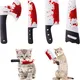 URRU 4Pcs Cat Toys, Horror Halloween Knife-Shaped Kitten Catnip Crinkly Sound Toys, Indoor Exercise for All Cat Breeds 6.5 Inches