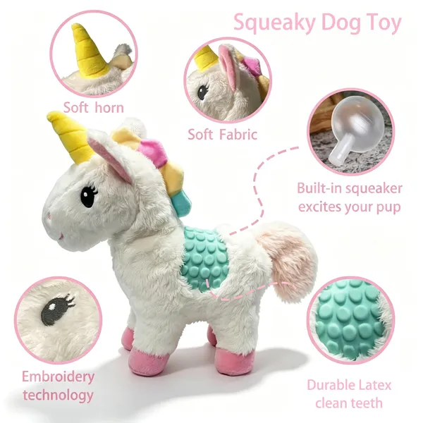 Pet Deluxe Plush Chew Toys for Large Dogs, Cute Unicorn Animal Squeaky Interactive Toys for Small Medium Large Dogs, Keep Them Busy, Big Pet Toys
