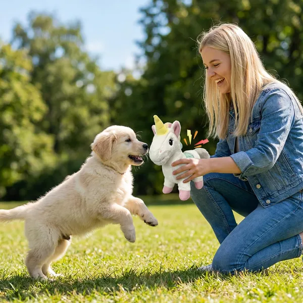 Pet Deluxe Plush Chew Toys for Large Dogs, Cute Unicorn Animal Squeaky Interactive Toys for Small Medium Large Dogs, Keep Them Busy, Big Pet Toys