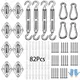 82Pcs Shade Sail Hardware Kit, Stainless Steel Hardware Kit for Triangle Square Rectangle Sun Shade Sail Installation for Garden Patio Lawn