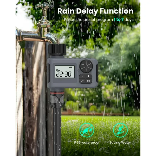 Watering Timers,Outdoor Garden Hose Faucet Timers, Programmable Water Sprinkler Timer with Rain Delay/Manual/Automatic Drip Irrigation and Lawn Watering System for Yard, 1 Outlet