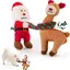 URRU Christmas Dog Toys - 2 Pack Squeaky Stuffed Toys for Large Medium Small Dogs With Detachable Rope, Crinkle to Keep Them Busy - Santa Claus & Reindeer