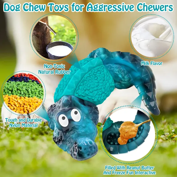 Dog Toys for Super Aggresive Chewers Indestructible Interactive Tough Dog Chew Crocodile Toy Heavy Duty Durable Toys Teeth Cleaning for Large Medium Dogs