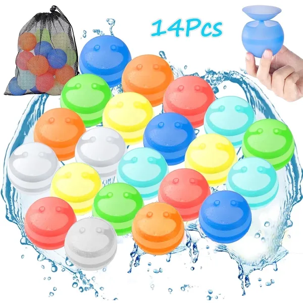 14 Pack Water Balloons for Kids Boys & Girls, Silicone Water Splash Balloon