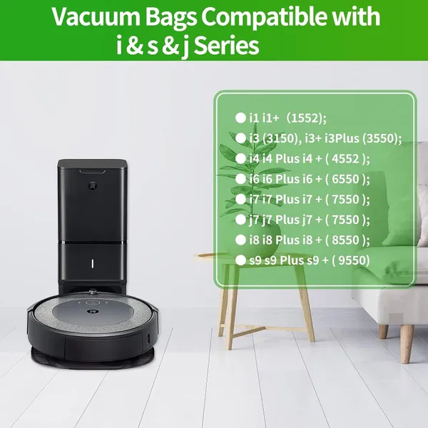 12Pcs Upgraded Replacement Roomba Bags for iRobot Roomba i7 i7+ i3 i3+ i4 i4+ i6 i6+ i8 i8+ j7 j7+ s9 s9+ Plus Parts for iRobot Bags Roomba Vacuum Bags Automatic Dirt Disposal Bulk Reusable Bags