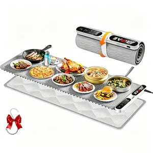 Extra Large Food Warming Mat 580W (XXXL 40"X15"), Electric Warming Tray Silicone Food Warmers for Parties Buffet with Insulated Mat, 7-Temp & 8H Timer, Fast Heating Portable Heating Pad for Daily Use