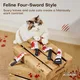 URRU 4Pcs Cat Toys, Horror Halloween Knife-Shaped Kitten Catnip Crinkly Sound Toys, Indoor Exercise for All Cat Breeds 6.5 Inches