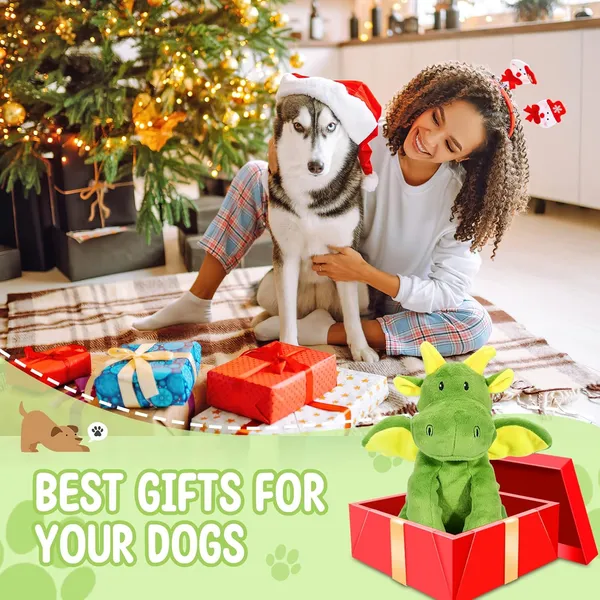 URRU Dog Toys Squeaky, Interactive Plush Dog Toy with Squeaker and Crinkle Paper, Suitable for Reducing Boredom and Anxiety, Cute Pet Toy for Small and Middle Dogs(Green)