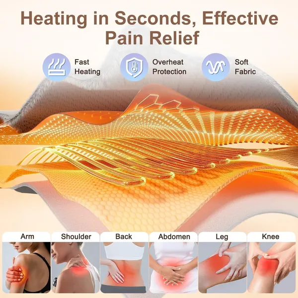Heating Pad for Back Pain Relief Electric Heating Pad Wrap for Period Cramps Lower Back Neck Shoulders Pain Relief 3 Timer 5 Heat Setting & Auto Shut 12x24 Heated Pad + 20" Belt Adjustable