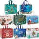 8 Pack Christmas Large Gift Bags with Handles, Non-Woven Tote Bags for Wrapping Xmas Party Favors, 12.8"x9.8"x6.7
