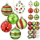 12 Pcs 2.4 Inch Christmas Ball Ornaments Glittering Plastic Hanging Decorations Elf Balls Swirl Candy Cane Peppermint Red and Green Christmas Tree Pendants for Xmas Tree Decoration