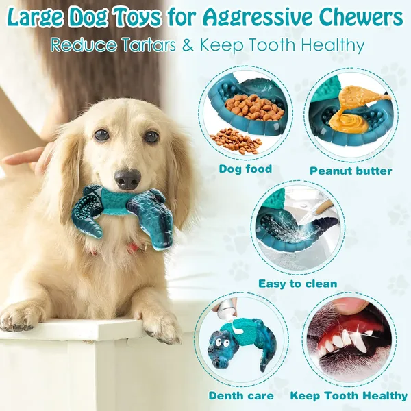 Dog Toys for Super Aggresive Chewers Indestructible Interactive Tough Dog Chew Crocodile Toy Heavy Duty Durable Toys Teeth Cleaning for Large Medium Dogs