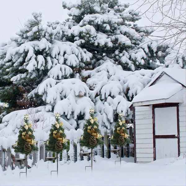 40LED Solar Christmas Tree Lights Outdoor Decorations Waterproof, Small Solar Powered Christmas Tree with Super Bright LED Constant & Flashing Modes for Pathway Yard Patio Landscape 2PCS