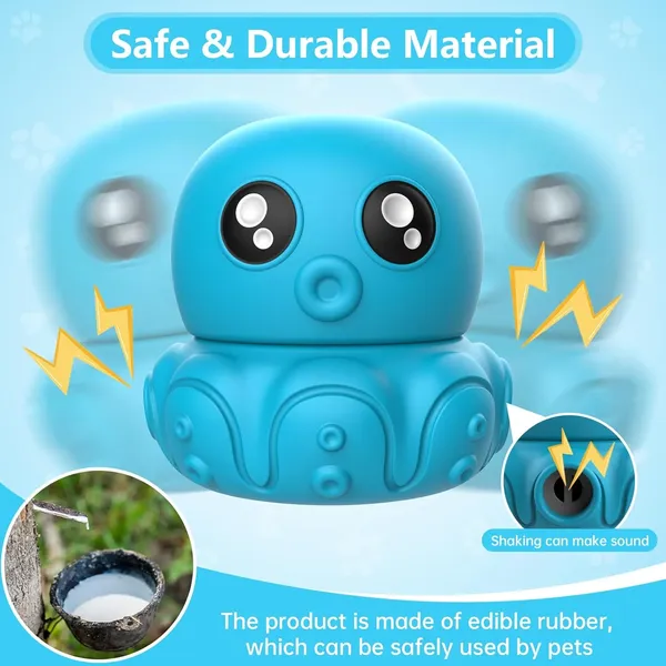 Dog Toys Clearance,URRU Dog Treat Dispenser Toys,Squeaky Stuffable Dog Chew Toy,Dog Toys for Aggressive Chewers,Interactive Slow Feeder Tough Puzzle Toys Teeth Cleaning,Blue Octopus