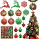 Christmas Tree Ornaments, Green Red Christmas Ball Ornaments Set of 40 Pack Shatterproof Plastic Xmas Decorations for Home Party Tree