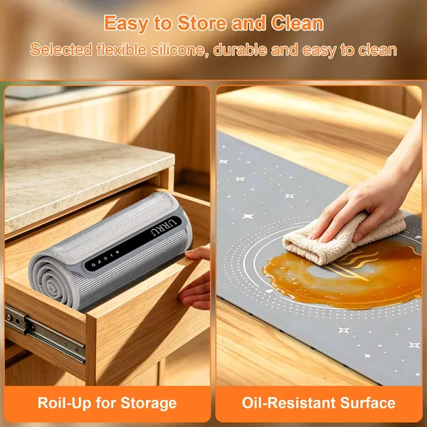 Electric Food Warming Mat 45.3" x 15", with Heat Resistant Pad, Silicone Warming Tray, 500W Fast Heating Mat for Buffet, Kitchen Countertop