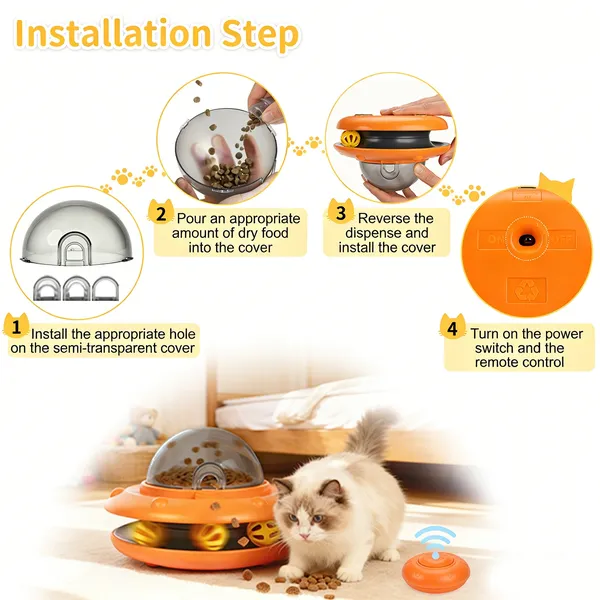 URRU Interactive Cat Toys-Automatic Treat Dispenser Toys with Remote Control for Treat Dispensing,Puzzle Toys for Cats & Dogs,Pets IQ Training Gift, Rechargeable Ball Track Toy Slow Feeder