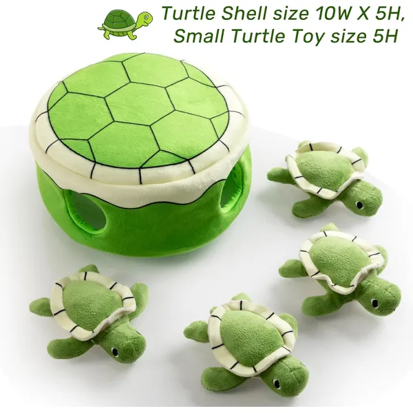 URRU Squeaky Dog Toy, Interactive Plush Hide and Seek Dog Toys for Small Medium Sized Dogs and Non-Aggressive Chewers, Puppy Teeth Clean Chew Toys, Turtles