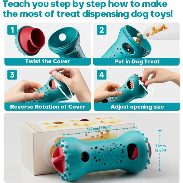 URRU Interactive Dog Toys, Adjustable Treat Dispensing Toy to Keep Them Busy, Dog Enrichment for Brain Stimulation & Cognitive for Puppy Puzzle to Reduce Boredom-Ideal Gift for All Dogs(Rigid Nylon)