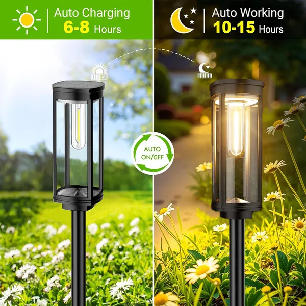 Bright Solar Pathway Lights Outdoor, 8 Pack Solar Powered Garden Lights Waterproof IP65, Auto On/Off Outdoor Light for Lawn Patio Walkway Driveway Decor Landscape Lighting