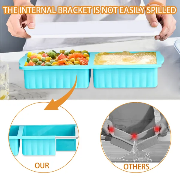AsFrost 3Pack Silicone Freezer Trays with Lid,2 Large 2-Cup(500ml)&4 Medium 1-Cup(125ml)&6 Small 1/2-Cup(75ml) Soup Freezer Container Molds,Ice Cube Tray For Meal Prep&Freezing Soup,Stews,Sauces