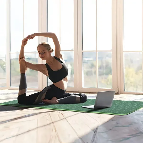 COCOBELA Yoga Mat 72 x 24'' Exercise Mats 8mm TPE Non-Slip Extra Thick High-Density Eco Friendly for Yoga Workout Pilates Yoga Mats for Women Men Green