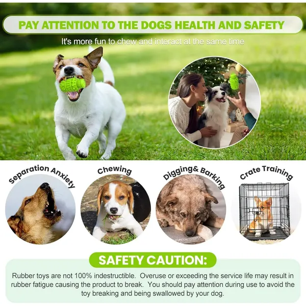 Dog Toy for Aggressive Chewers, Indestructible Dog Chew Toys Squeaky , Interactive Tough Durable for Large Breed(Green,Large)