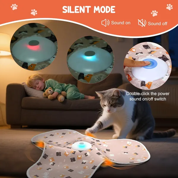 URRU Interactive Cat Toys for Indoor Cats‌,Automatic Rechargeable Hide and Seek Cat Toy with Mouse Sounds and Moving Concealed Feathers for Cats and Kittens Self Playing