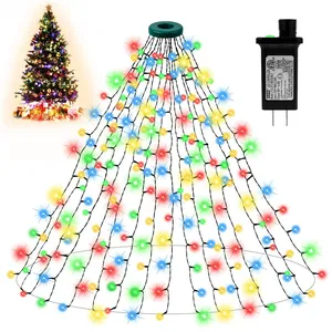 Christmas Tree Lights Christmas Lights Indoor 280 LED 6.6FT x 8 Drop Christmas Outdoor Lights with 8 Models & Memory Function & Timer Multicolor