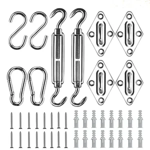 Shade Sail Hardware Kit, Stainless Steel Hardware Kit for Triangle Square Rectangle Sun Shade Sail Installation for Garden Patio Lawn,42 Pcs