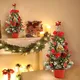 Jripae Tabletop Christmas Tree,16 inch Mini Artificial Pre-lit Christmas Tree with Battery Powered LED String Lights Christmas Decorations Indoor Xmas Office Home Decor