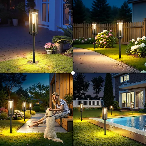 Bright Solar Pathway Lights Outdoor, 8 Pack Solar Powered Garden Lights Waterproof IP65, Auto On/Off Outdoor Light for Lawn Patio Walkway Driveway Decor Landscape Lighting