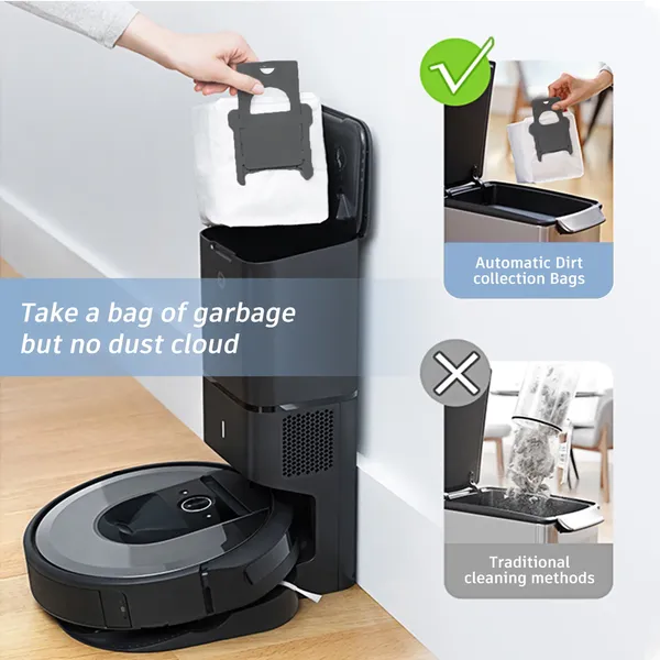 Replacement Roomba Bags for iRobot Roomba i7 i7+ i3 i3+ i4 i4+ i6 i6+ i8 i8+ j7 j7+ s9 s9+ Plus Parts for iRobot Bags Roomba Vacuum Bags Automatic Dirt Disposal Bulk Reusable Bags