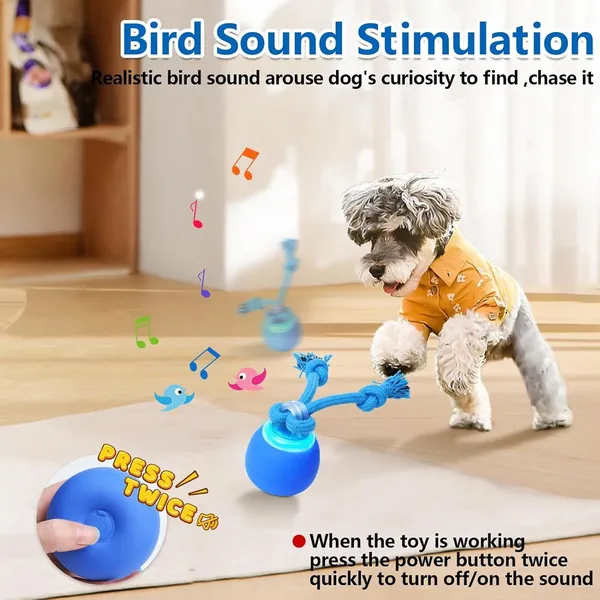 Interactive Dog Toys Wicked Ball, Moving Dog Ball with Touch Activated, Squeaky Dog Toy, Active Rolling Ball for Small/Medium/Large Dogs, Dog Toys for Aggressive Chewers,Blue