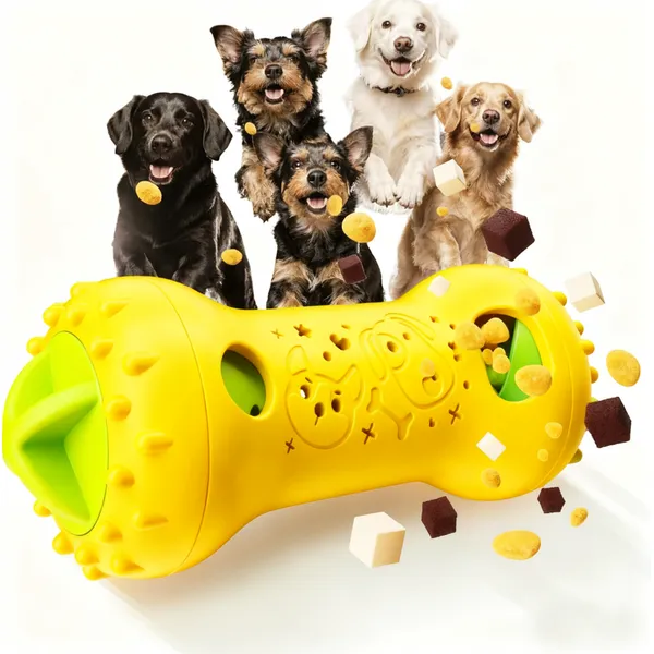 URRU Dog Treat Dispenser Toys,Interactive Dog Puzzle Toy for Dogs,Dog Puzzle Feeder,Treat Dispensing Dog Toys Slow Feeder for Small Medium Dogs to Keep them Busy-Yellow