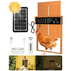 Automatic Chicken Coop Door Solar Powered Automatic Chicken Door with Timer & Light Sensor, Anti-Pinch, Durable Aluminum Auto Chicken Door, Charge with Solar Panel & USB