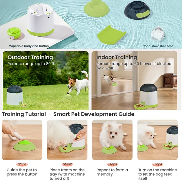 Pet Deluxe Dog Puzzle Feeder Toy, Interactive IQ Training, Electronic Treat Dispenser, Automatic Rechargeable with Remote for Food Dispensing, All Breeds, 280ml Capacity