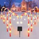 19" Christmas Candy Cane Lights, 8 Packs Christmas Pathway Marker Candy 8 Modes Solar Lights Walkway Outdoor Markers with Stakes for Garden Patio Christmas Decorations