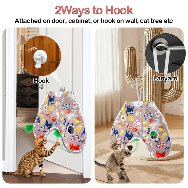 URRU Interactive Cat Toys for Indoor Cats,Moving Concealed Feathers,Real Mouse Squeaky,Touch Activated Cat Exercise Toys USB Rechargeable Self Play Toy for Cats and Kittens
