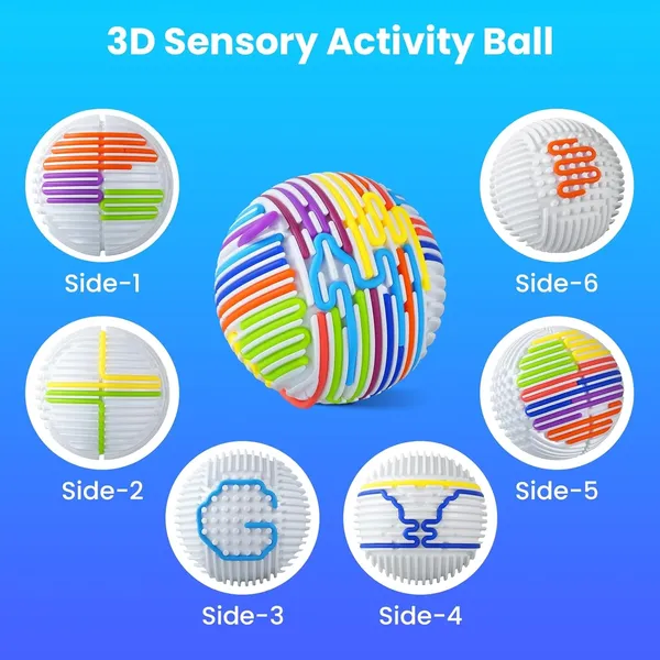 Upgraded 3D Sensory Activity Ball Board,Silicone Fidget Toy with 20 Strings for Kids 3+,Sensory Toys for Stress Relief Autism ADHD Calming Focus
