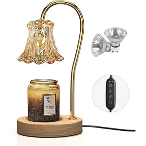 Candle Warmer Lamp, Dimmable Lantern with Timer, Wax Melt for Scented Candles, Compatible with Small & Large Jar, with 2 Light Bulbs
