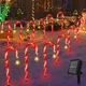19" Christmas Candy Cane Lights, 8 Packs Christmas Pathway Marker Candy 8 Modes Solar Lights Walkway Outdoor Markers with Stakes for Garden Patio Christmas Decorations