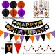 Jripae Halloween Birthday Decorations - Happy Birthday Banner with Honeycomb Ball, Halloween Hanging Swirl Streamer, Circle Dot Garland Decorations - Halloween theme Birthday Party Decoration
