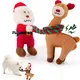 Christmas Dog Toys - 2 Pack Squeaky Stuffed Toys for Large Medium Small Dogs With Detachable Rope, Crinkle to Keep Them Busy - Santa Claus & Reindeer