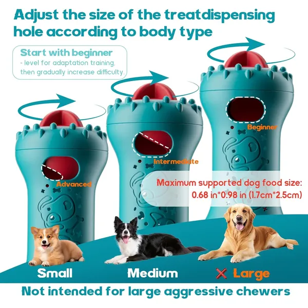 URRU Interactive Dog Toys, Adjustable Treat Dispensing Toy to Keep Them Busy, Dog Enrichment for Brain Stimulation & Cognitive for Puppy Puzzle to Reduce Boredom-Ideal Gift for All Dogs(Rigid Nylon)